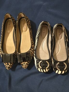 Me Too !!! 2 PAIRS Zebra And Leopard Prints Flats